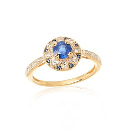 Zlatý prsten s diamanty a safíry L'Amour Diamonds RR58537SAPY + dárek zdarma — ZlatnictviNoemi.cz